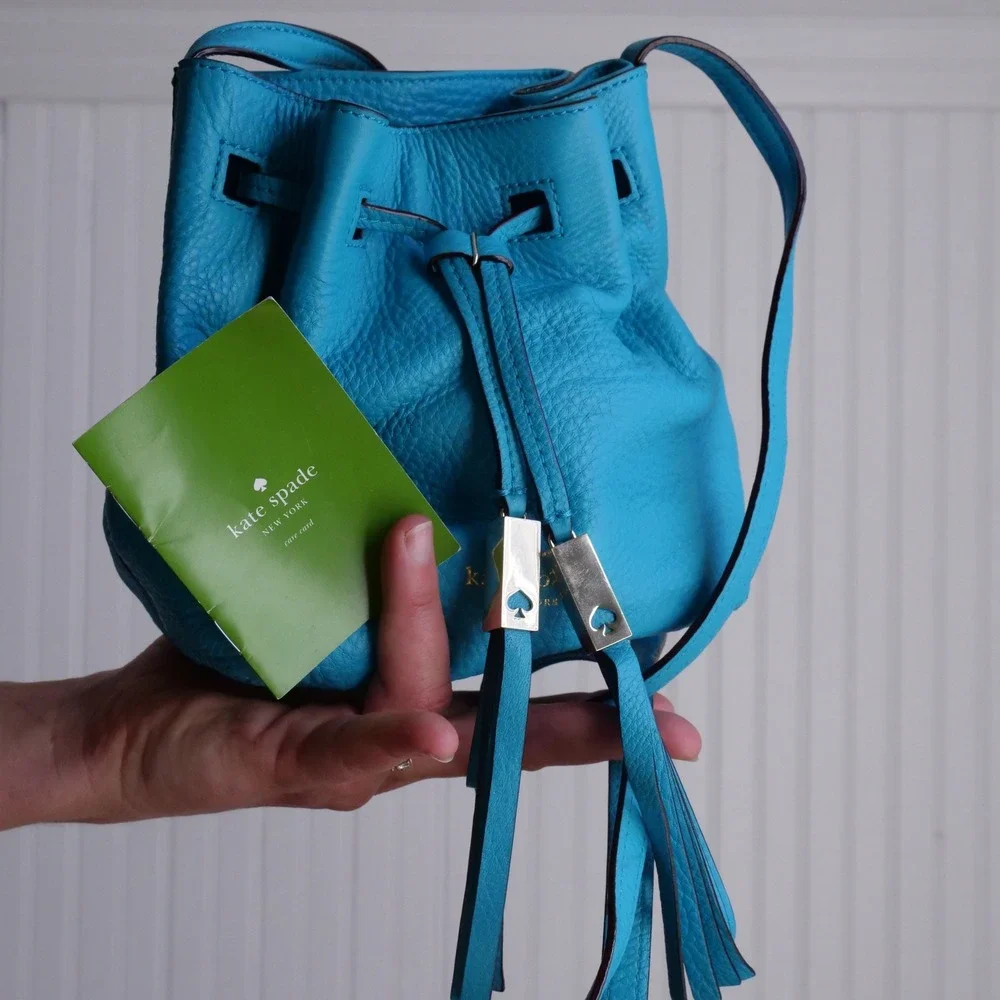 Modern NWOT Kate Spade New York tiny Cooper bright‎ blue bucket bag